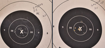 close up of 100-10X targets