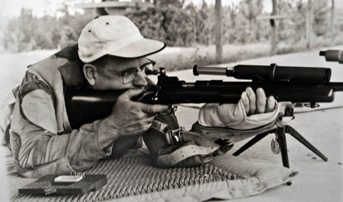 close up of man shooting prone