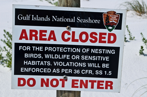 area closed for bird nesting by national park service