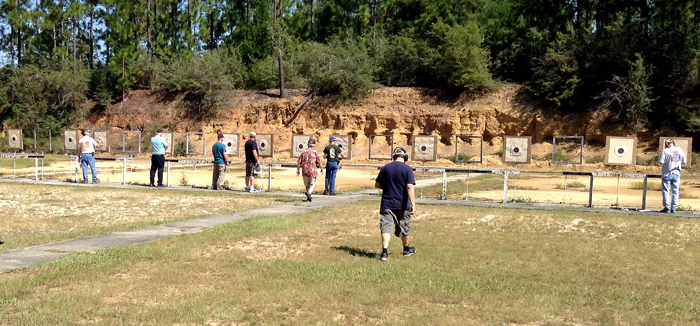 pistol range turning targets at 25 yards